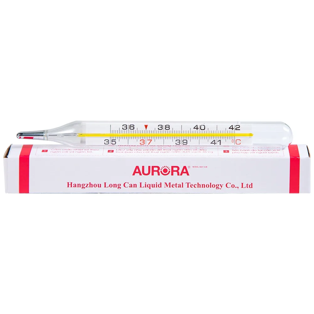 Hình ảnh Nhiệt kế thủy tinh Aurora HMP 6001-A/B đo thân nhiệt có vạch chia độ rõ nét (12 Cái)