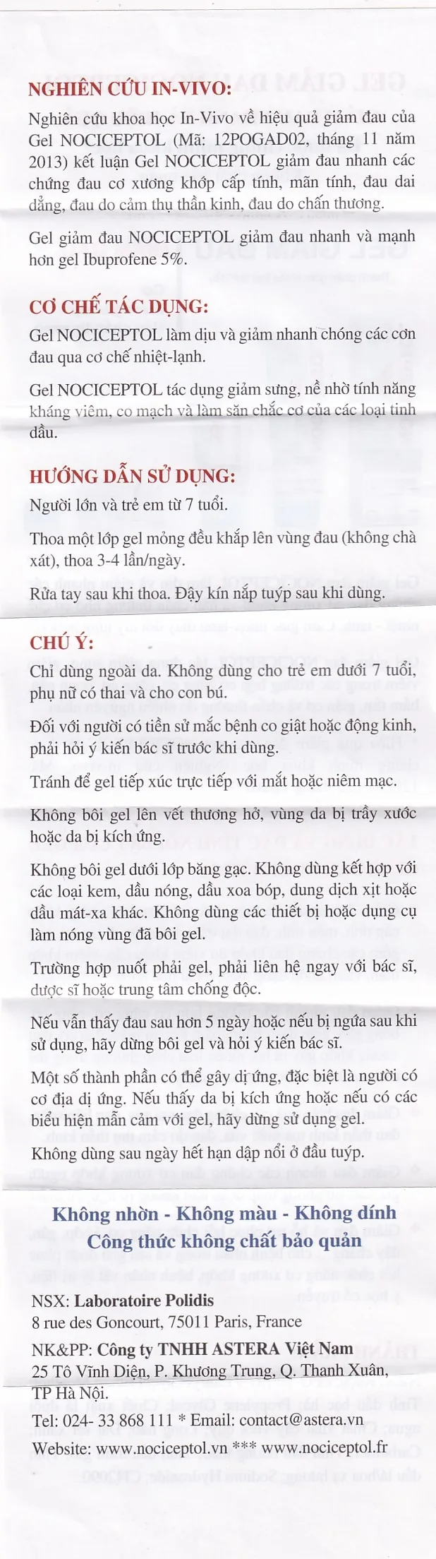 Hình ảnh Gel bôi ngoài da Nociceptol Gel Anti-Douleur Polidis giảm đau, nhức, mỏi cơ (120ml)