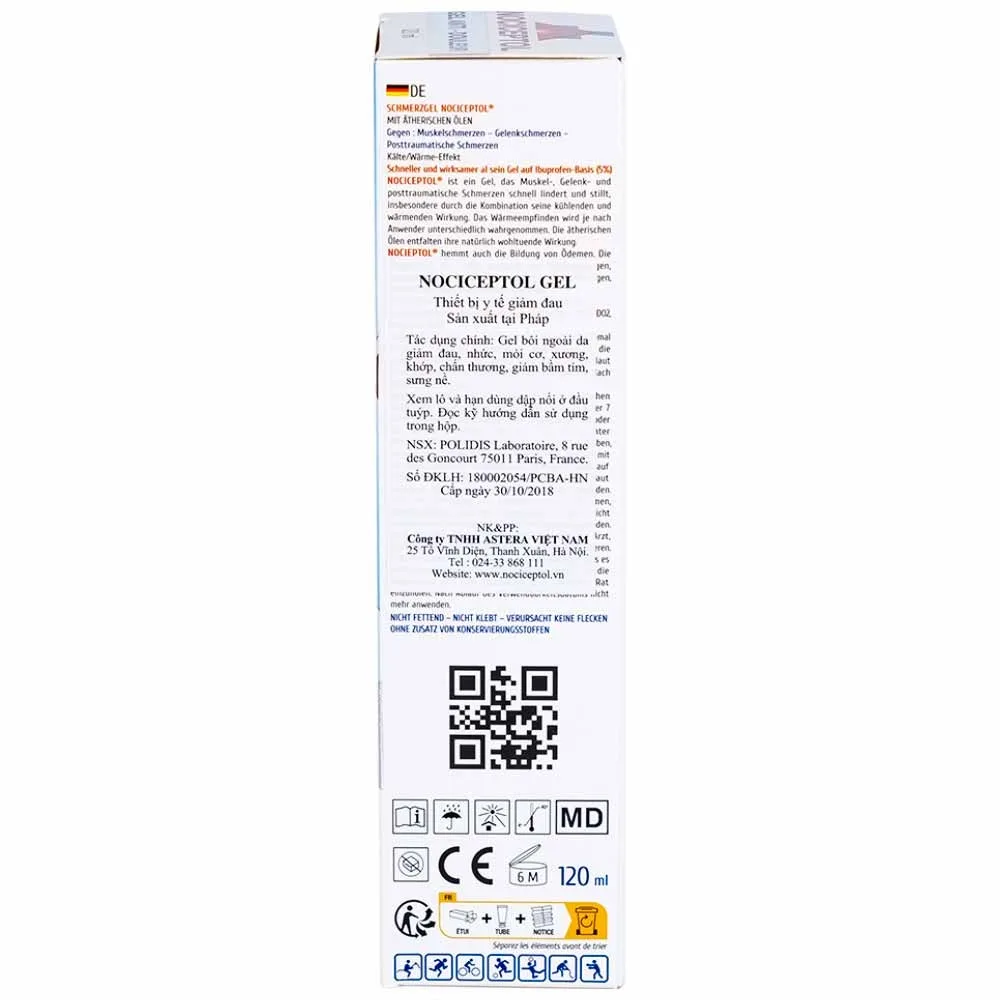 Hình ảnh Gel bôi ngoài da Nociceptol Gel Anti-Douleur Polidis giảm đau, nhức, mỏi cơ (120ml)