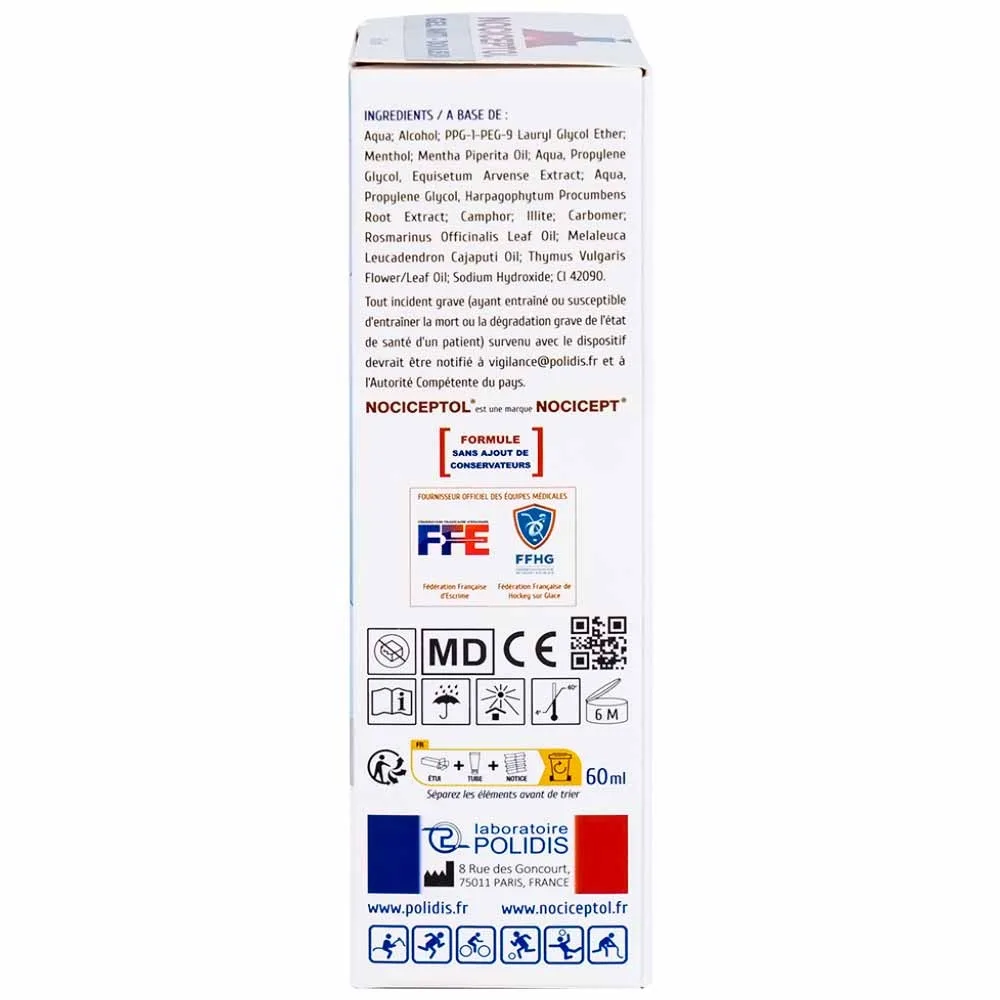 Hình ảnh Gel bôi ngoài da Nociceptol Gel giảm đau, nhức, mỏi cơ, xương, khớp, chấn thương, giảm bầm tím, sưng nề (60ml)