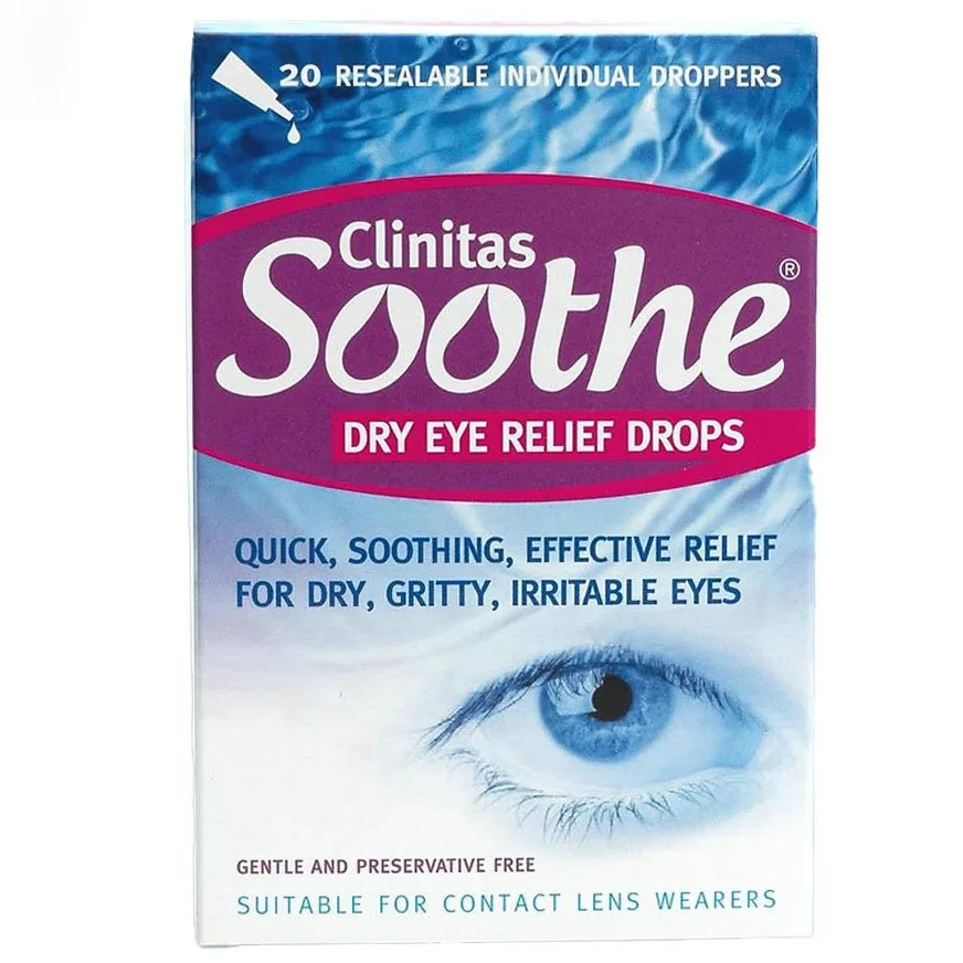 Hình ảnh Nước mắt nhân tạo Clinitas Soothe 0.4% Sucs dùng dưỡng ẩm cho mắt (20 ống)