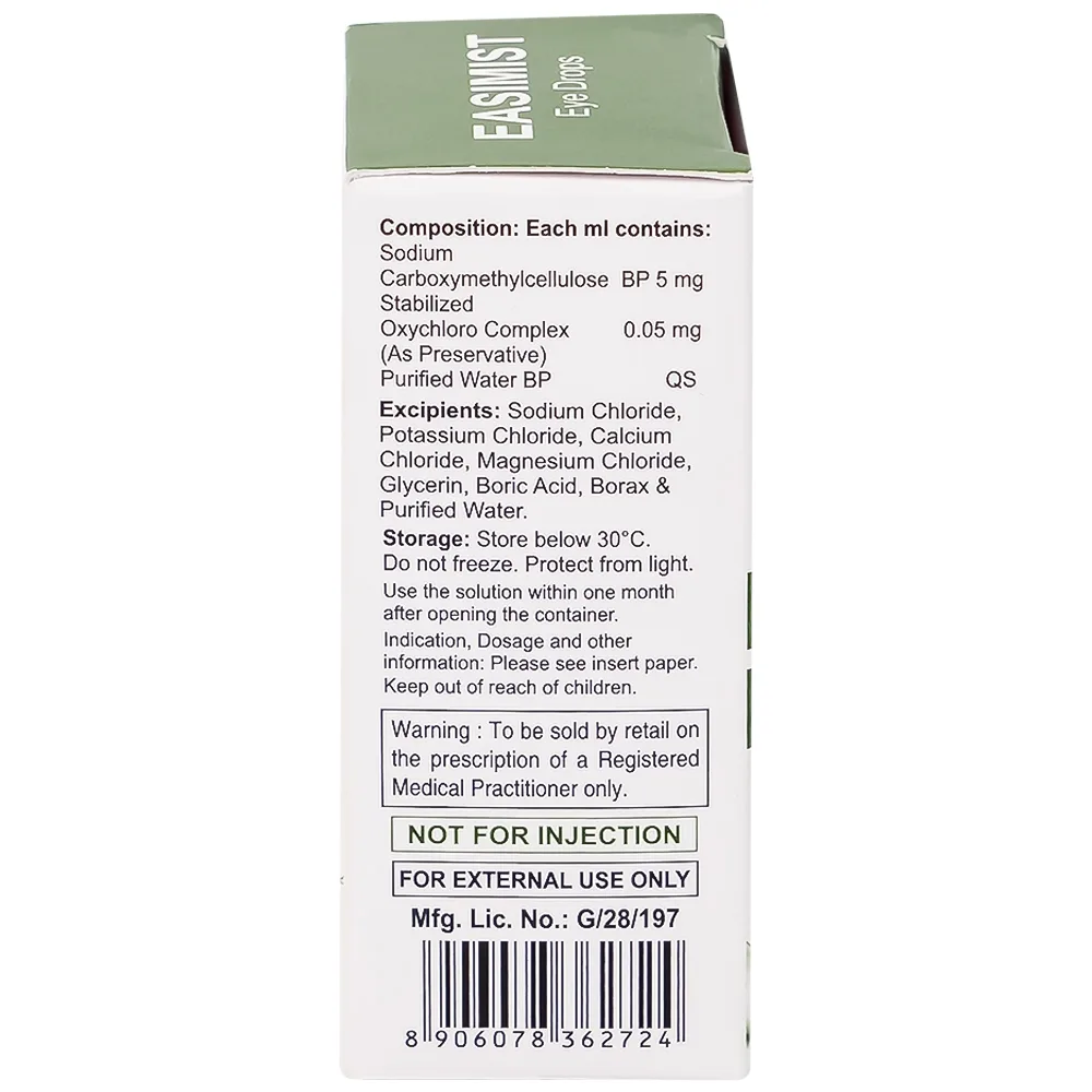 Hình ảnh Nước mắt nhân tạo Easimist Eye Drops Indiana Ophthalmics giúp giảm khô và mỏi mắt (5ml)
