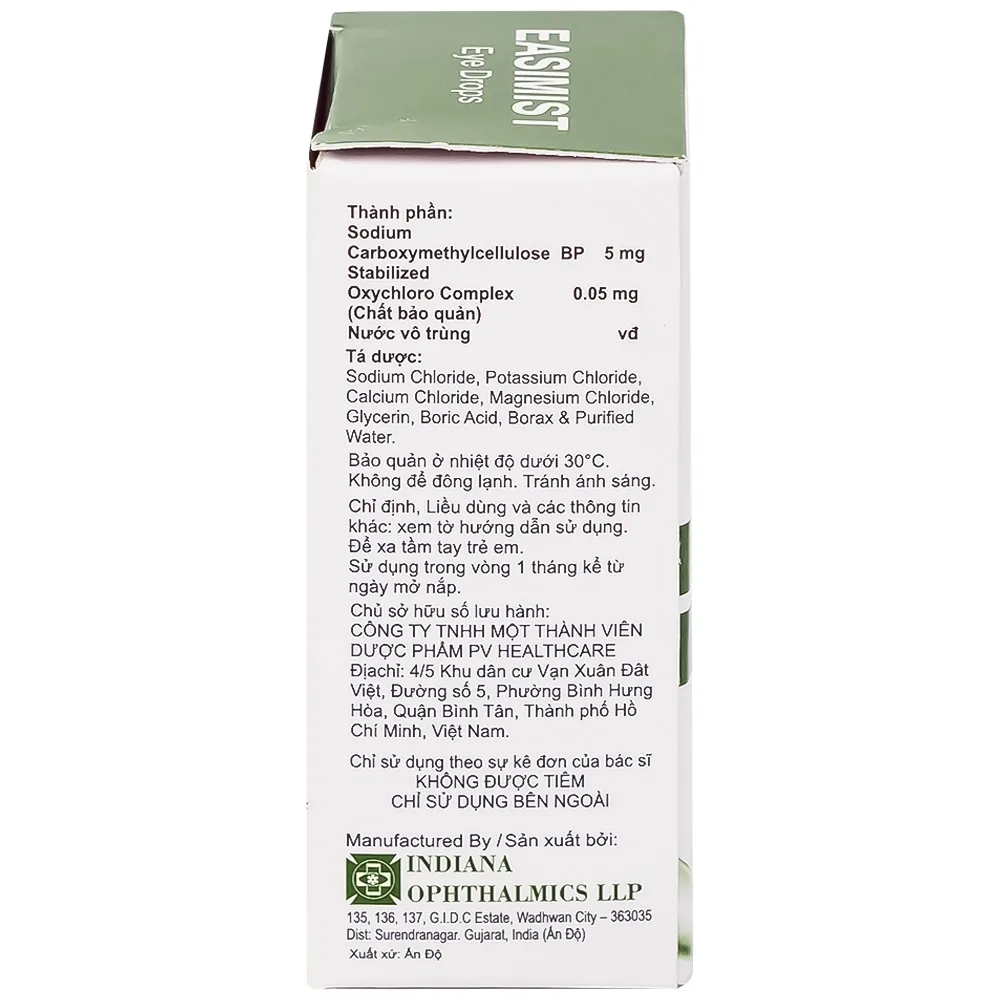 Hình ảnh Nước mắt nhân tạo Easimist Eye Drops Indiana Ophthalmics giúp giảm khô và mỏi mắt (5ml)