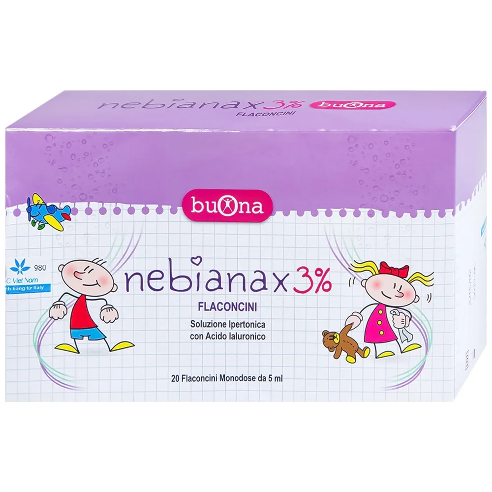 Hình ảnh Dung dịch muối ưu trương nhỏ mũi Buona Nebianax 3% làm loãng dịch nhầy ở mũi (20 ống)