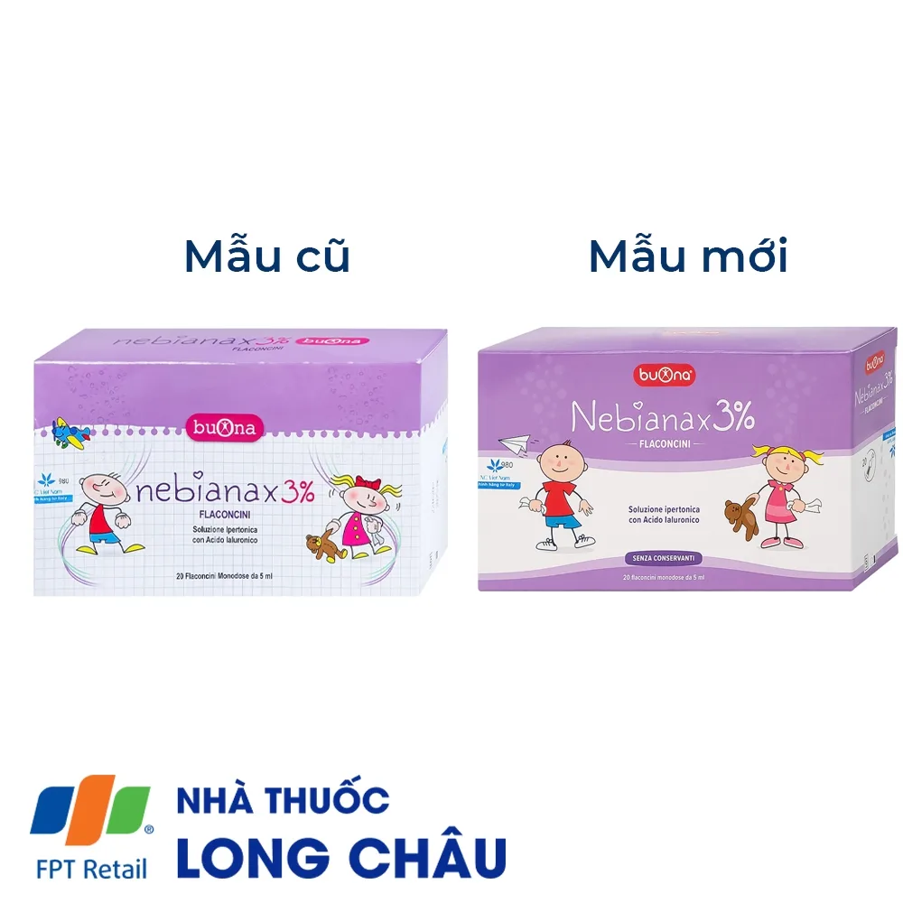 Hình ảnh Dung dịch muối ưu trương nhỏ mũi Buona Nebianax 3% làm loãng dịch nhầy ở mũi (20 ống)