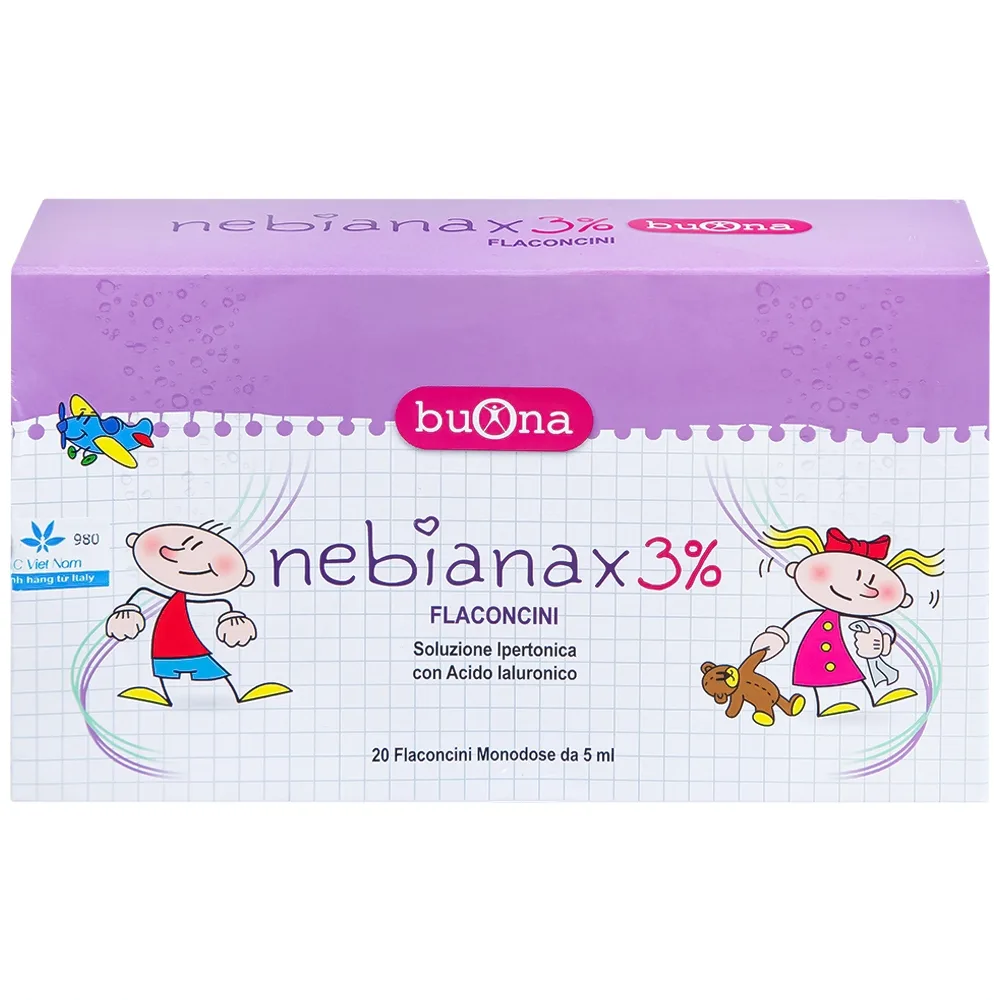 Hình ảnh Dung dịch muối ưu trương nhỏ mũi Buona Nebianax 3% làm loãng dịch nhầy ở mũi (20 ống)
