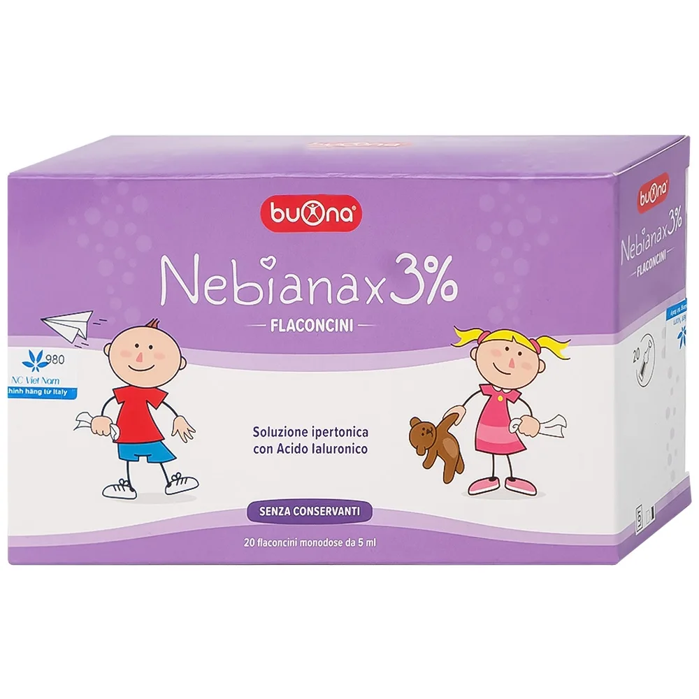 Hình ảnh Dung dịch muối ưu trương nhỏ mũi Buona Nebianax 3% làm loãng dịch nhầy ở mũi (20 ống)
