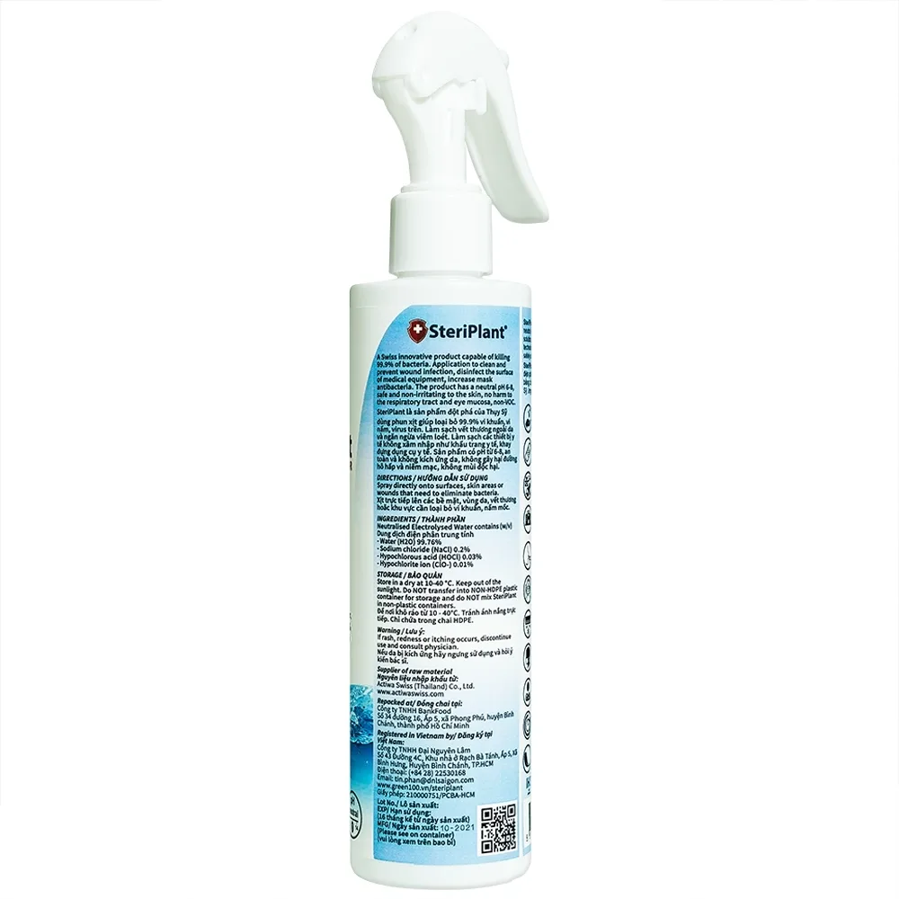 Hình ảnh Nước xịt khuẩn Steriplant 200ml làm sạch vết thương ngoài da và ngăn ngừa viêm loét