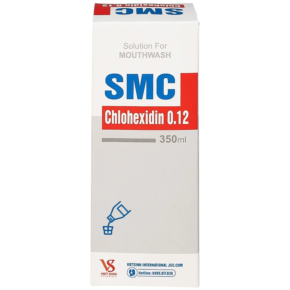Hình ảnh Nước súc miệng SMC Chlohexidin 0.12 Việt Sinh Pharma phòng ngừa và điều trị viêm nướu, viêm nha chu (350ml)