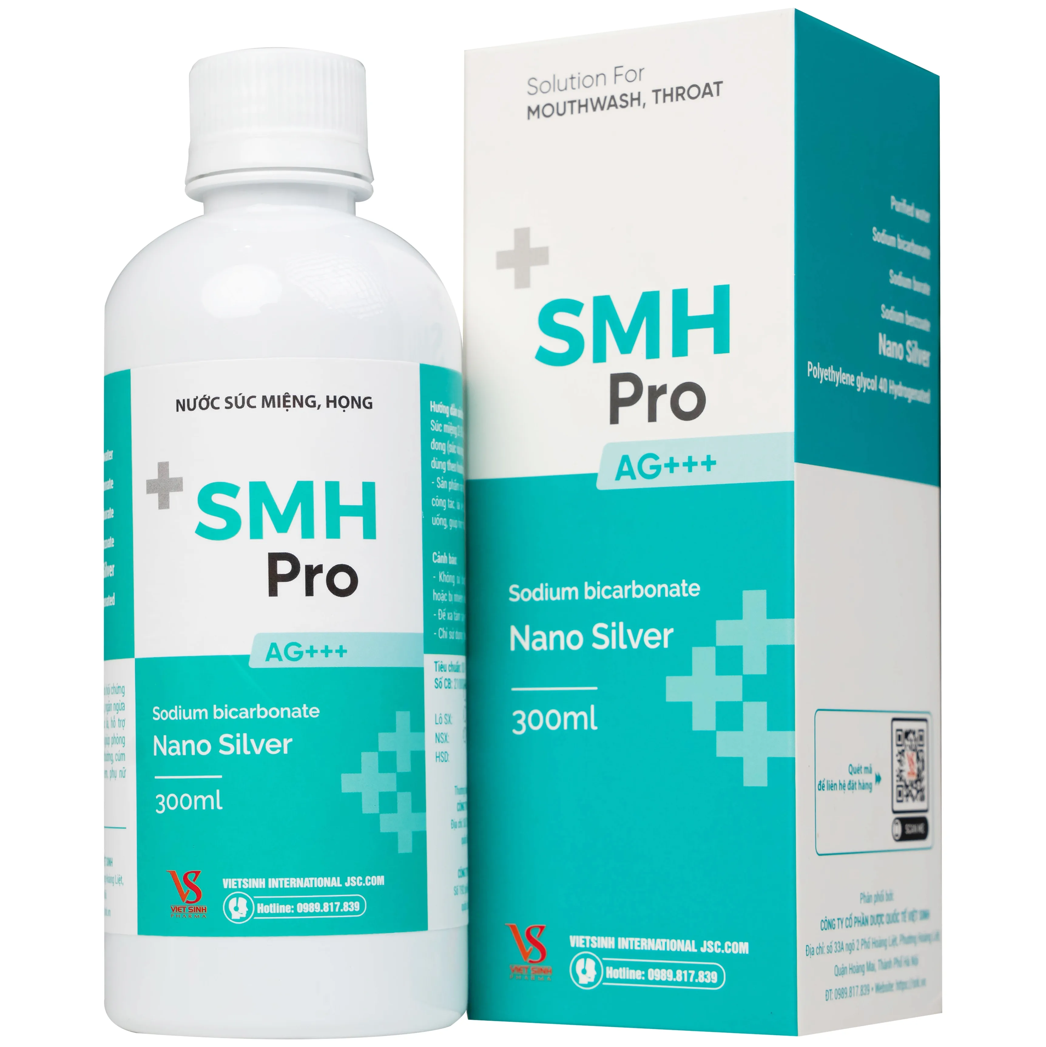 Hình ảnh Nước súc miệng, họng SMH Pro Ag+++ 300ml Việt Sinh vệ sinh răng, miệng, ngăn ngừa hôi miệng