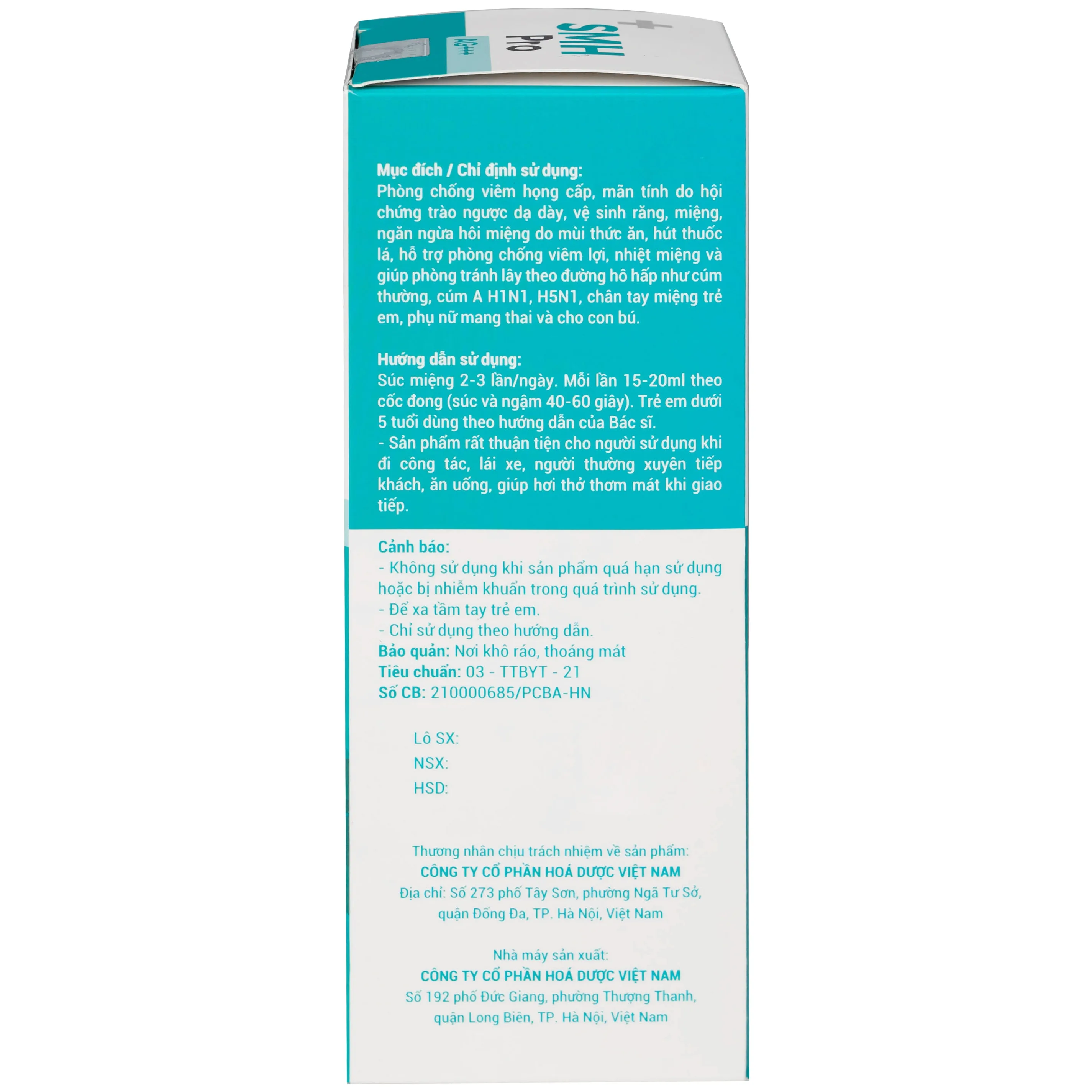 Hình ảnh Nước súc miệng, họng SMH Pro Ag+++ 300ml Việt Sinh vệ sinh răng, miệng, ngăn ngừa hôi miệng
