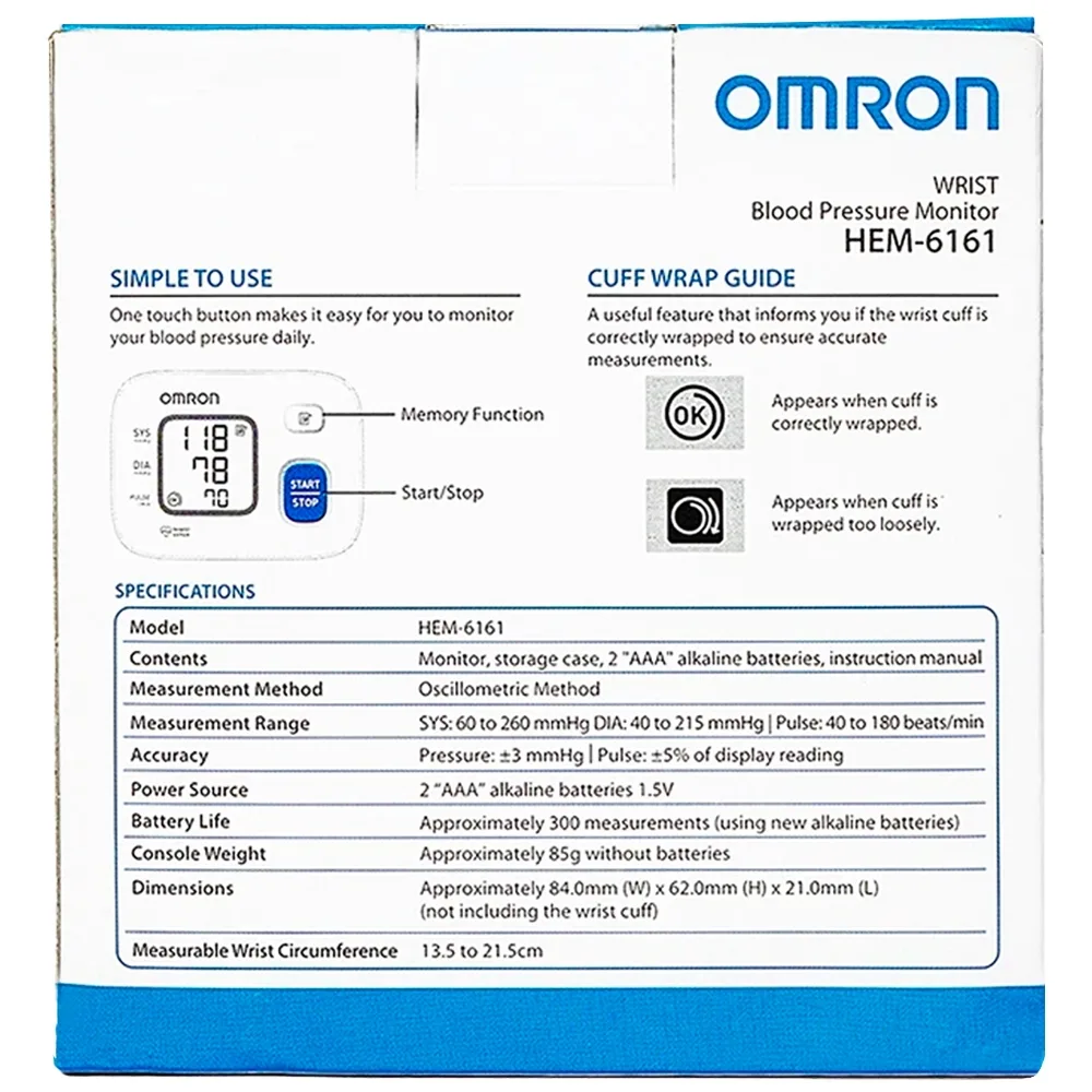 Hình ảnh Máy đo huyết áp cổ tay tự động Omron HEM-6161 