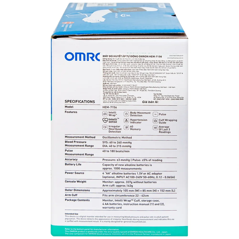 Hình ảnh Máy đo huyết áp bắp tay tự động Omron HEM-7156 đo ở bắp tay, lưu 60 kết quả đo kèm ngày giờ