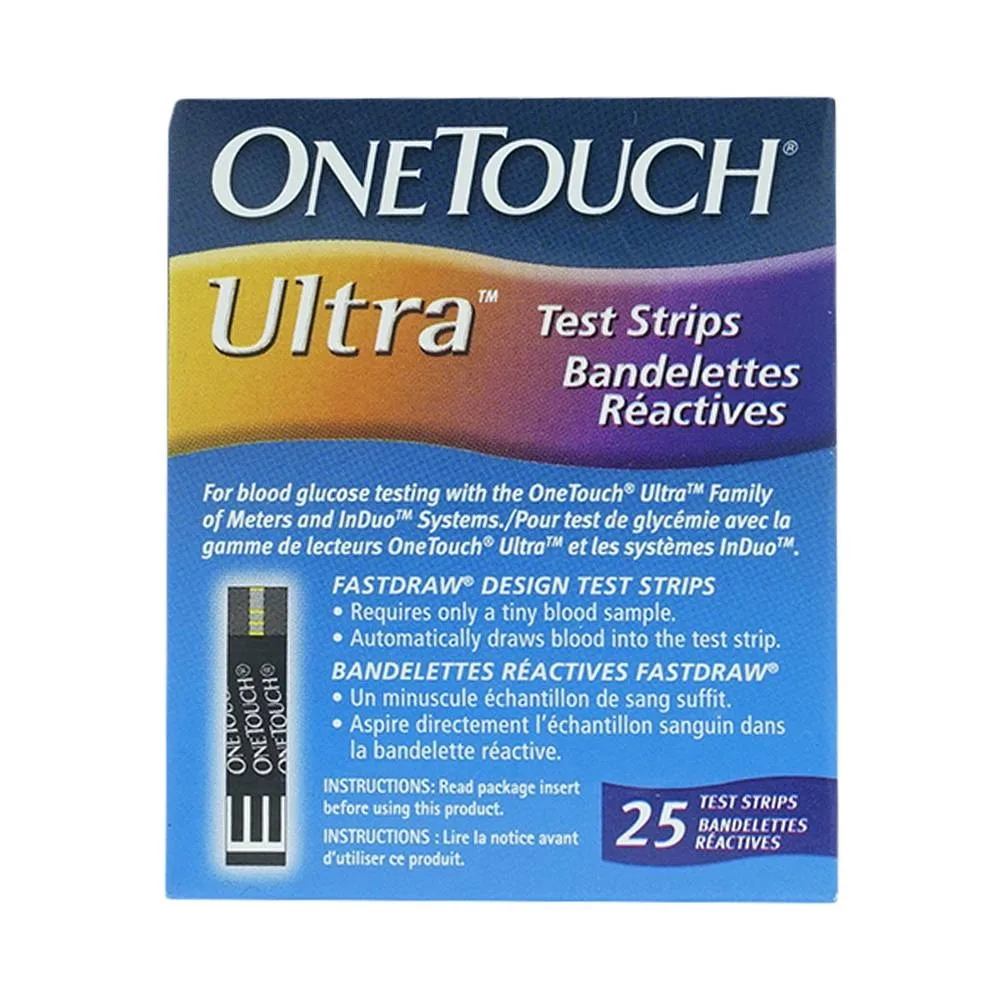 Hình ảnh Que thử đường huyết Onetouch Ultra dùng để lấy máu và cho kết quả nhanh chóng (25 cái)