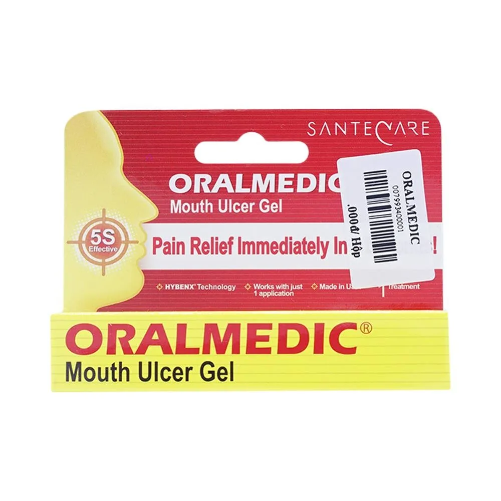 Hình ảnh Gel bôi nhiệt miệng Oralmedic Mouth Ulcer Gel giảm đau và điều trị viêm loét, nhiệt miệng (0,3ml)