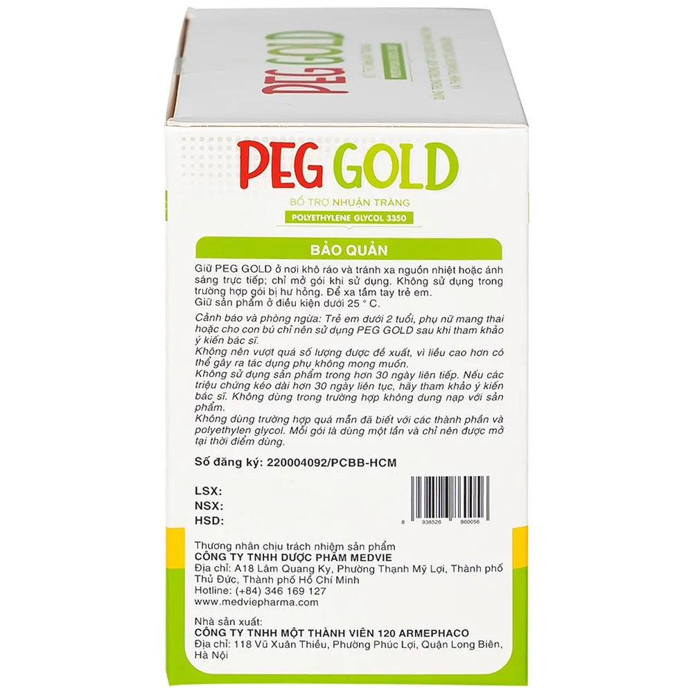 Hình ảnh Bột pha uống Peg Gold Medvie Armephaco bổ trợ nhuận tràng (30 gói)