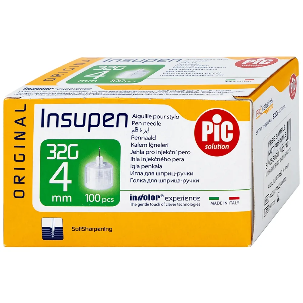 Hình ảnh Đầu kim tiêm tiểu đường PIC Insupen Original dùng để gắn vào đầu bút tiêm insulin (100 Cái)