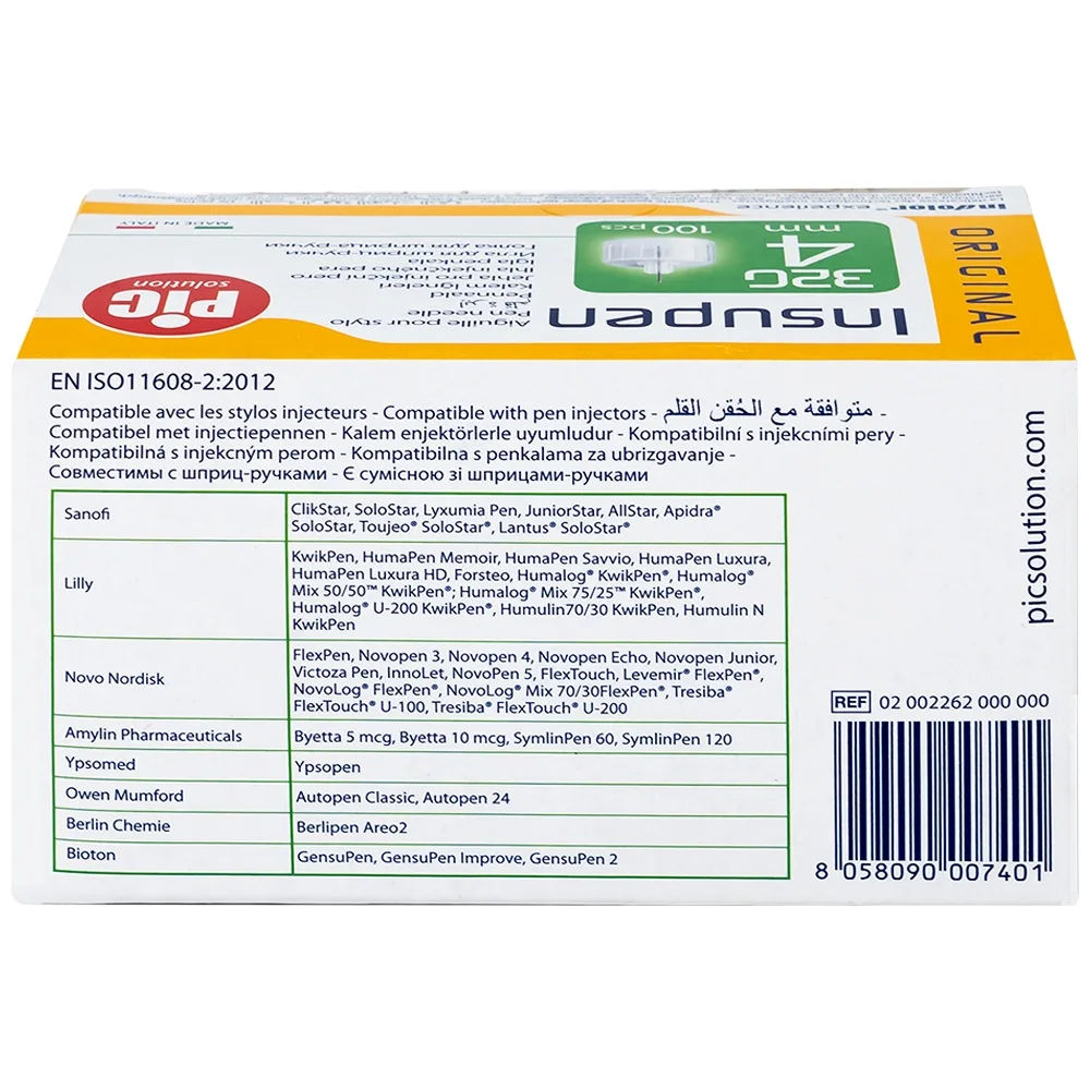 Hình ảnh Đầu kim tiêm tiểu đường PIC Insupen Original dùng để gắn vào đầu bút tiêm insulin (100 Cái)