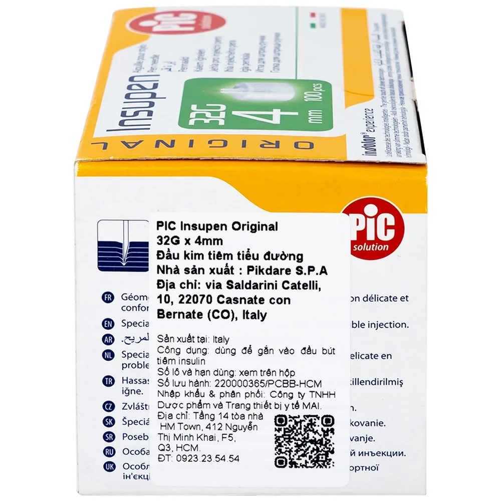 Hình ảnh Đầu kim tiêm tiểu đường PIC Insupen Original dùng để gắn vào đầu bút tiêm insulin (100 Cái)