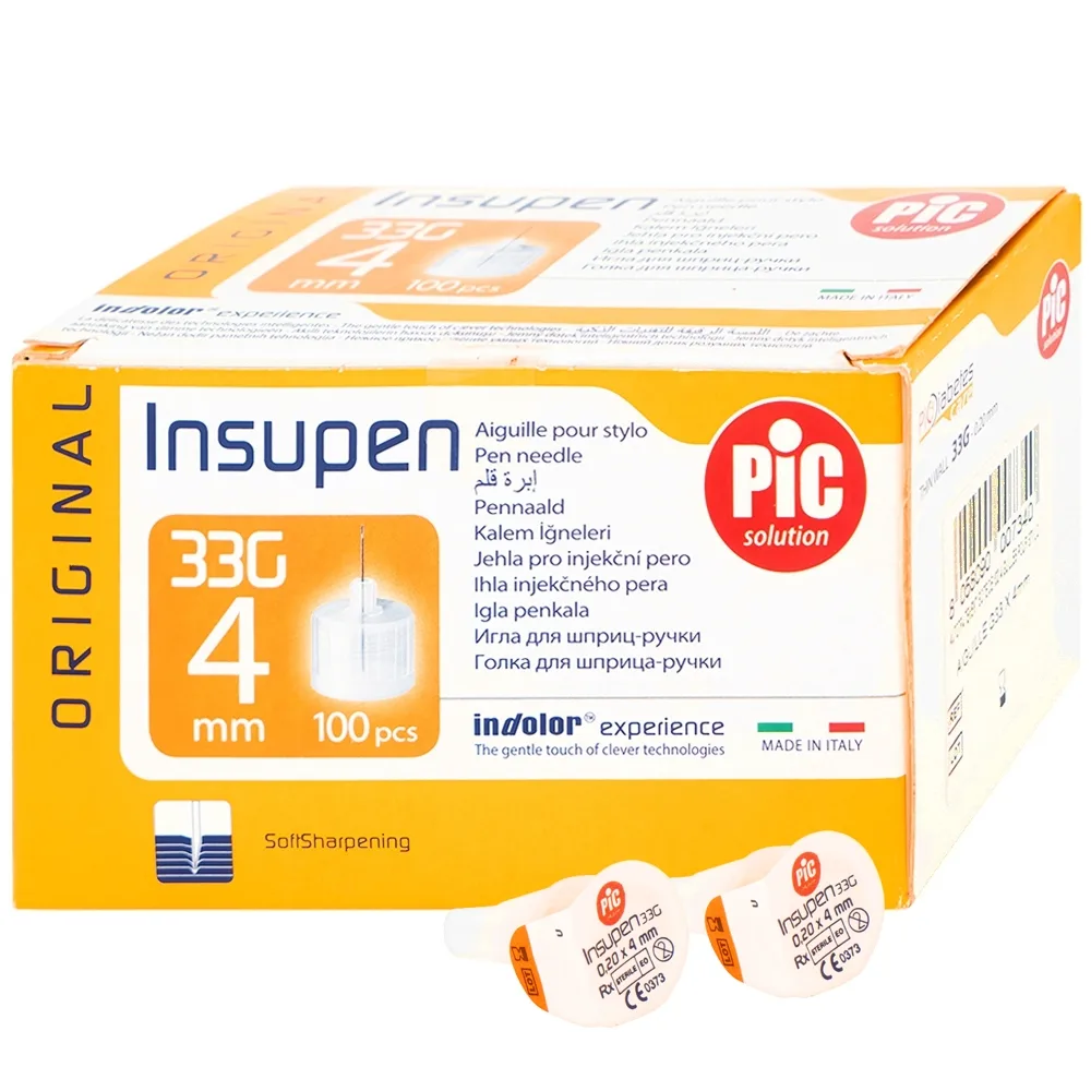 Hình ảnh Đầu kim tiểu đường PIC Insupen Original dùng để gắn vào đầu bút tiêm Insulin (100 Cái)