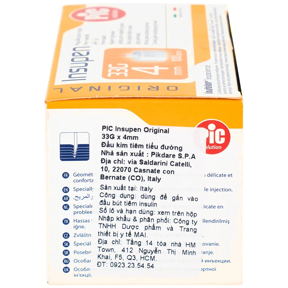 Hình ảnh Đầu kim tiểu đường PIC Insupen Original dùng để gắn vào đầu bút tiêm Insulin (100 Cái)
