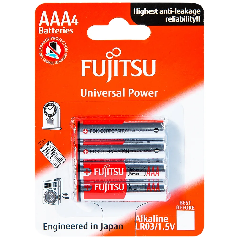 Hình ảnh Pin Fujitsu Alkaline LR03 (4B) AAA FU-W-FI (vỉ 4 viên) dùng cho các thiết bị điện tử