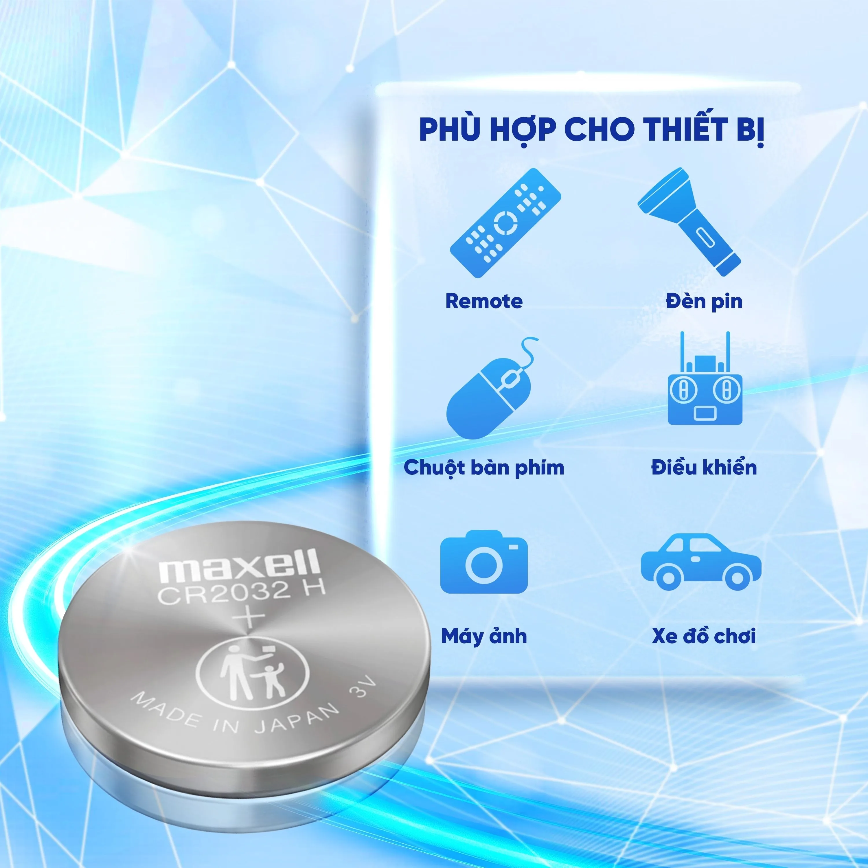 Hình ảnh Pin Maxell lithium CR2032 (20 vỉ x 5 viên) dùng cho các thiết bị điện tử