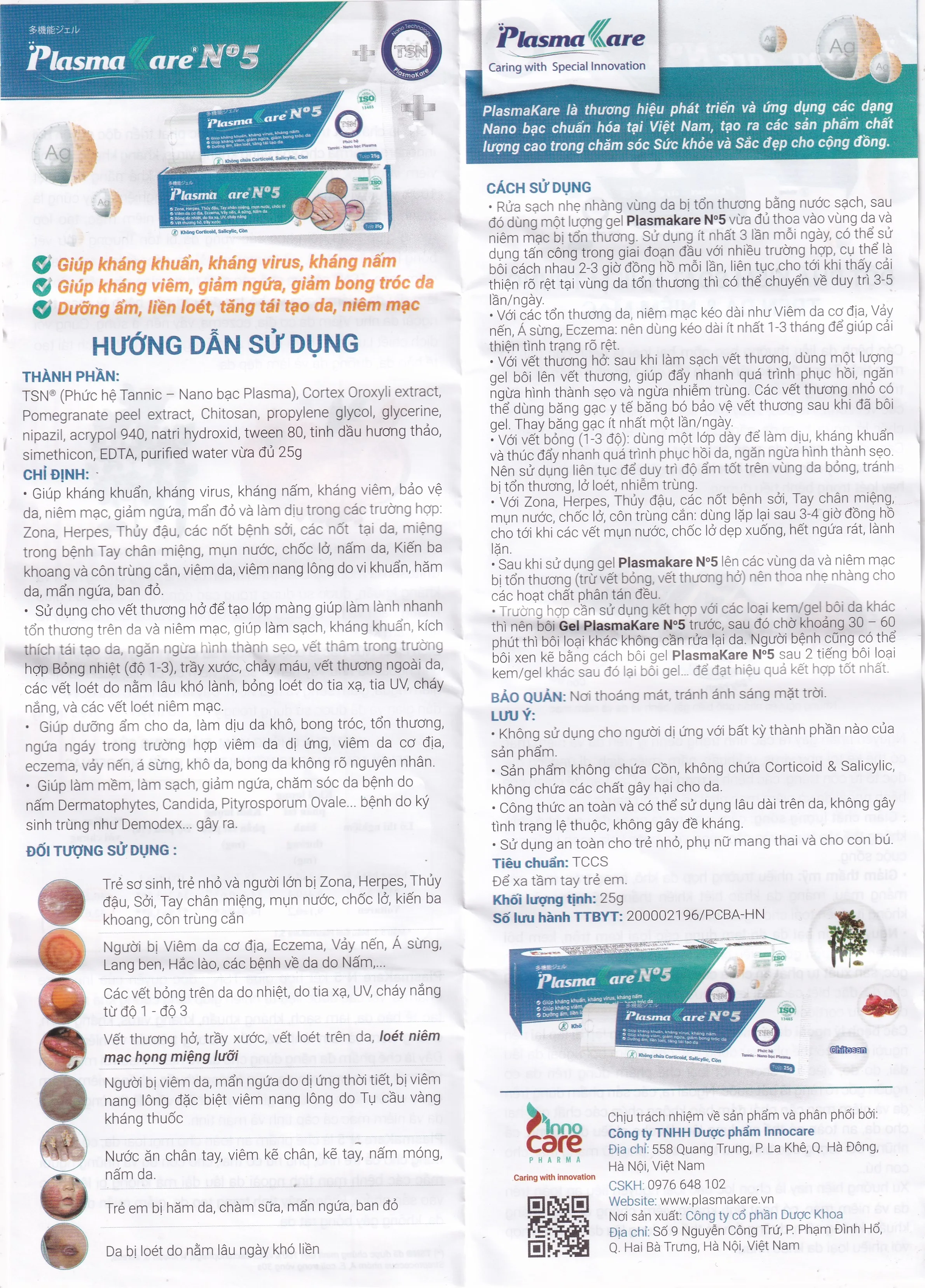 Hình ảnh Kem bôi da Plasmakare Nº5 Innocare 25g hỗ trợ điều trị Zona, Herpes, thủy đậu, tay chân miệng