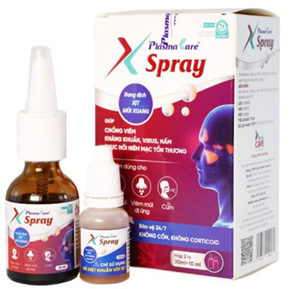 Hình ảnh Dung dịch xịt mũi xoang PlasmaKare X-Spray Innocare pharma (1 lọ xịt 30ml + 1 lọ sát trùng đầu xịt 10ml)
