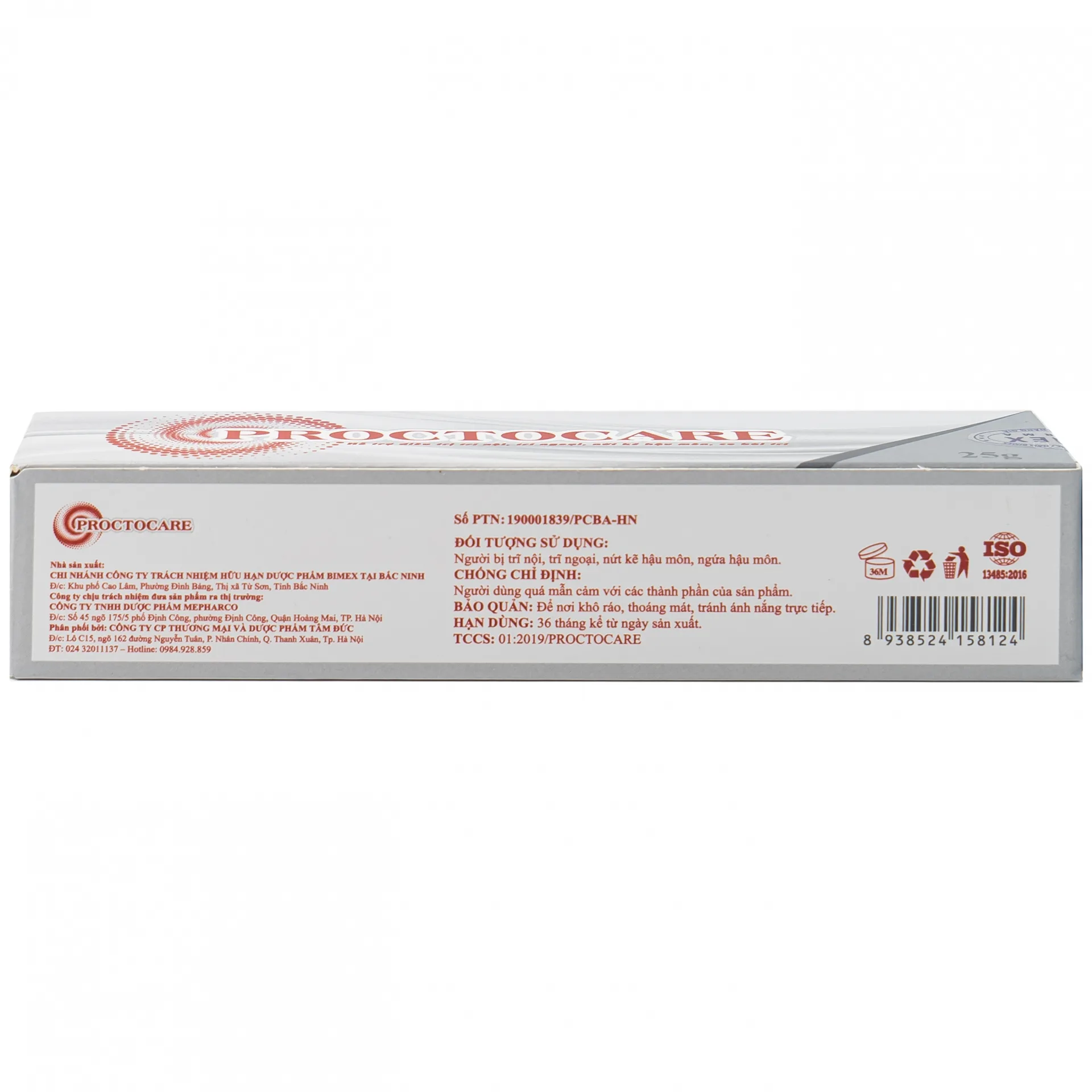 Hình ảnh Gel bôi Proctocare Bimex hỗ trợ điều trị trĩ nội, trĩ ngoại, nứt kẽ hậu môn, co búi trĩ (25g)
