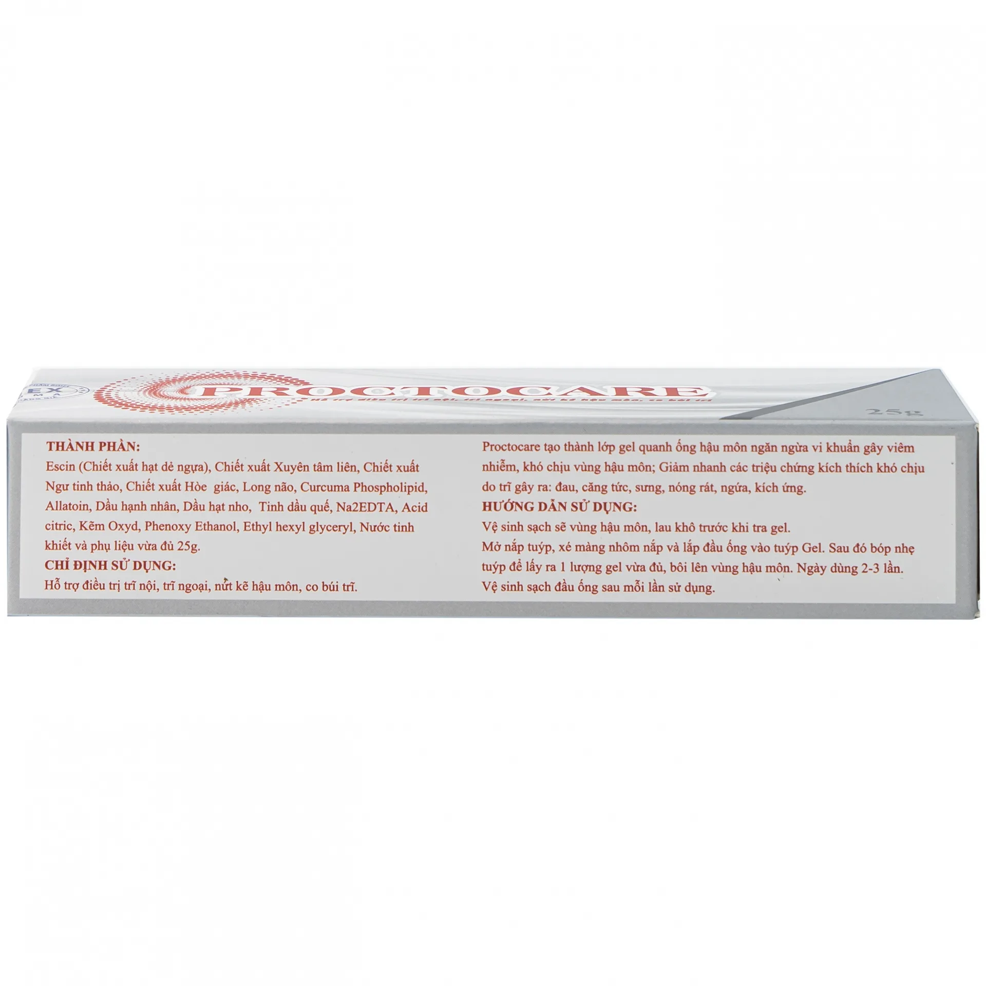 Hình ảnh Gel bôi Proctocare Bimex hỗ trợ điều trị trĩ nội, trĩ ngoại, nứt kẽ hậu môn, co búi trĩ (25g)