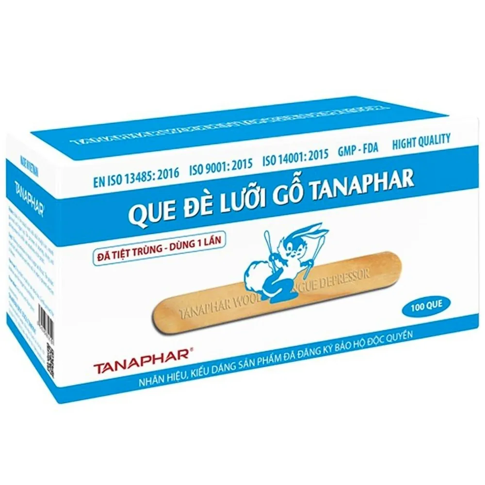 Hình ảnh Que đè lưỡi gỗ Tanaphar dùng để khám miệng, lưỡi, họng (100 que)