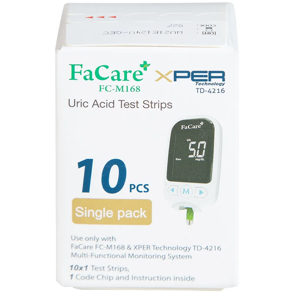 Hình ảnh Que thử Axit Uric (Gout) FaCare FCM168 dùng để lấy máu (10 cái)