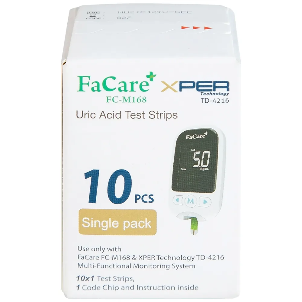 Hình ảnh Que thử Axit Uric (Gout) FaCare FCM168 dùng để lấy máu (10 cái)