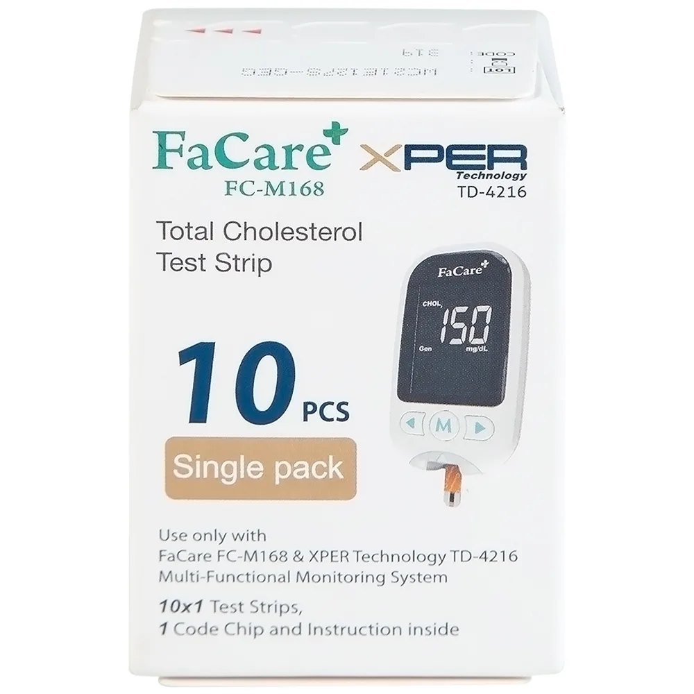 Hình ảnh Que thử Cholesterol FaCare FC-M168 kiểm tra nồng độ cholesterol (10 cái)