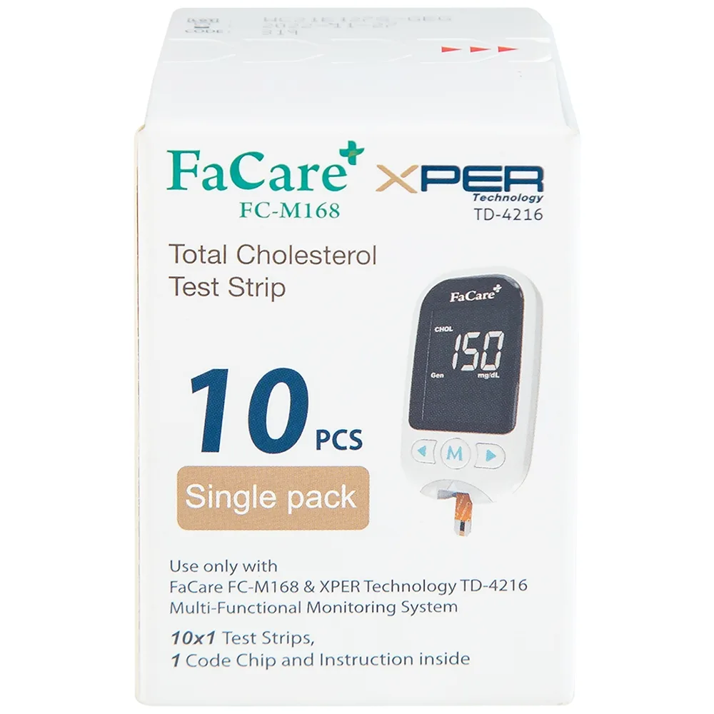 Hình ảnh Que thử Cholesterol FaCare FC-M168 kiểm tra nồng độ cholesterol (10 cái)