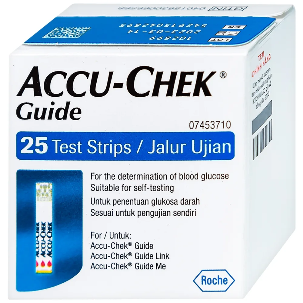 Hình ảnh Que thử đường huyết Accu-Chek Guide theo dõi đường huyết (25 que)