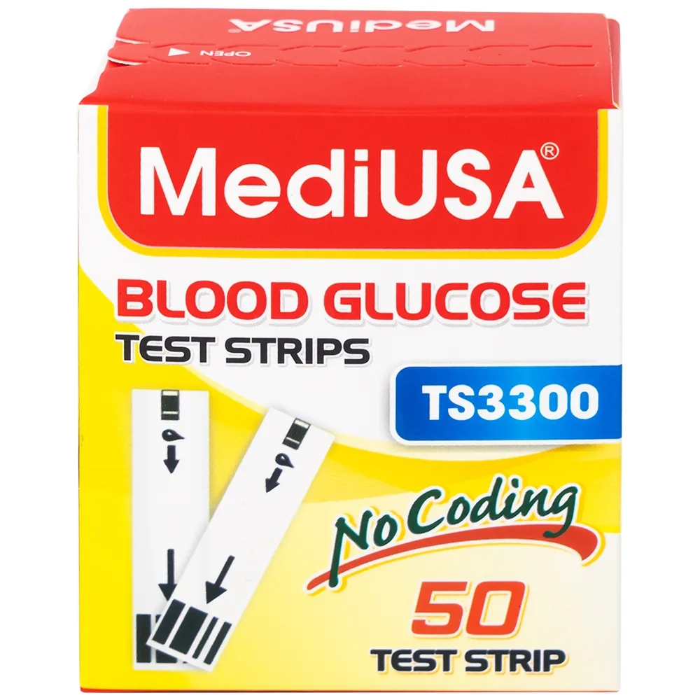 Hình ảnh Que thử đường huyết MediUSA TS3300 sử dụng cùng máy đo đường huyết MediUSA GM3300 (50 que)
