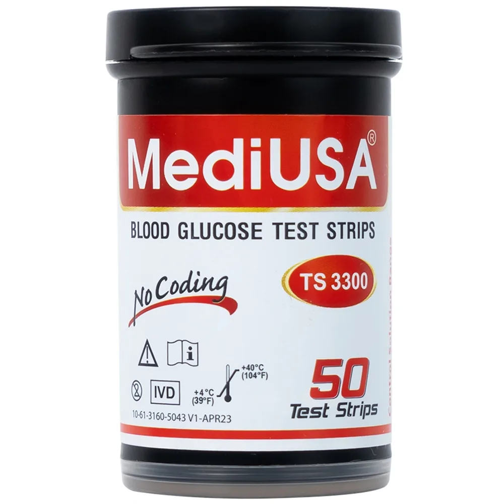 Hình ảnh Que thử đường huyết MediUSA TS3300 sử dụng cùng máy đo đường huyết MediUSA GM3300 (50 que)
