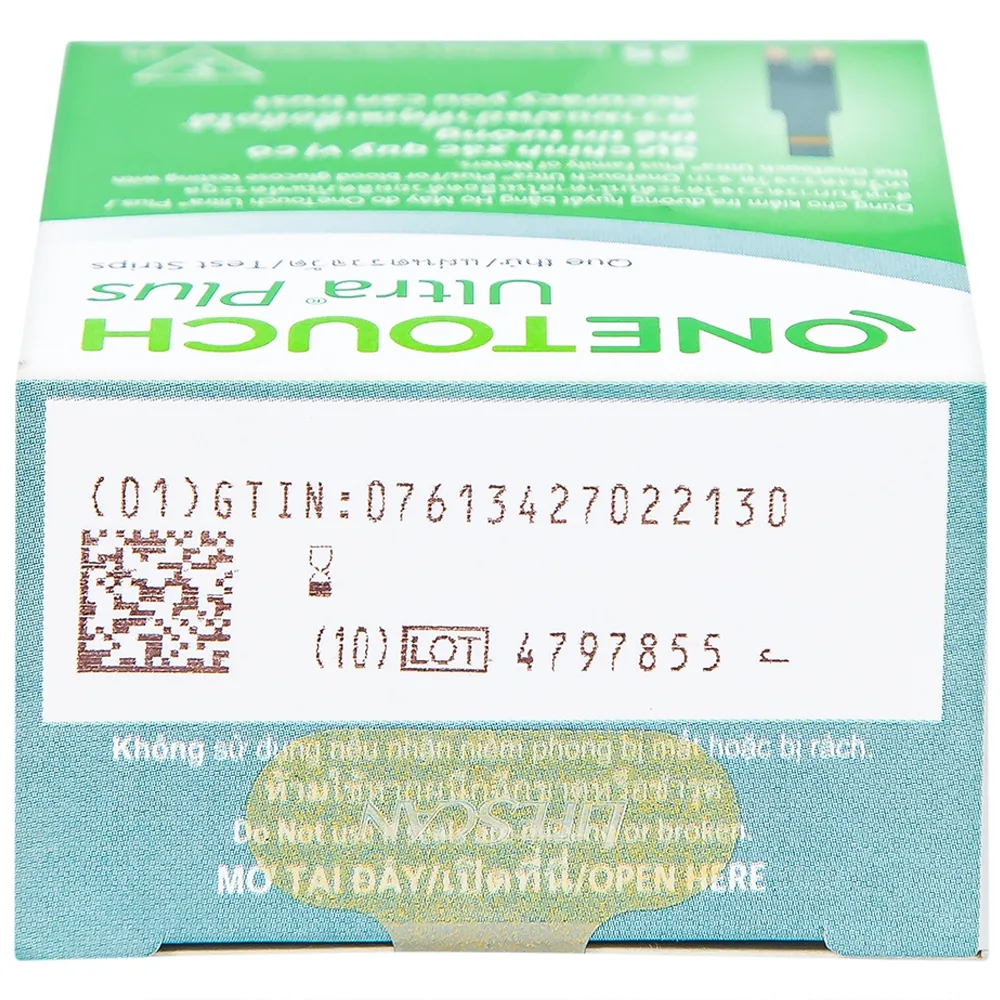 Hình ảnh Que thử đường huyết Onetouch Ultra Plus Test Strips dùng để đo chỉ số đường huyết người bệnh tiểu đường (25 cây)