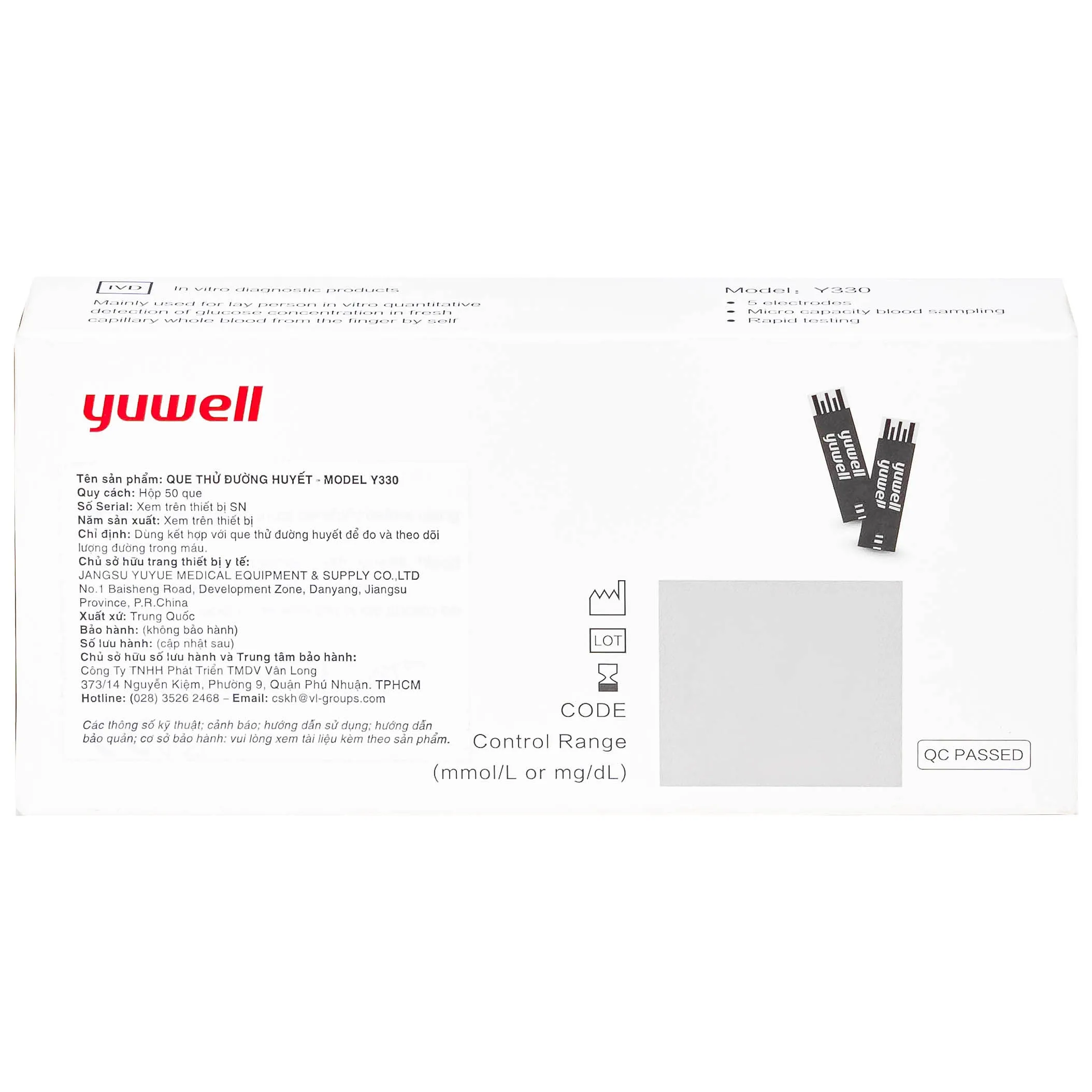Hình ảnh Que thử đường huyết Yuwell Y330 (50 que)