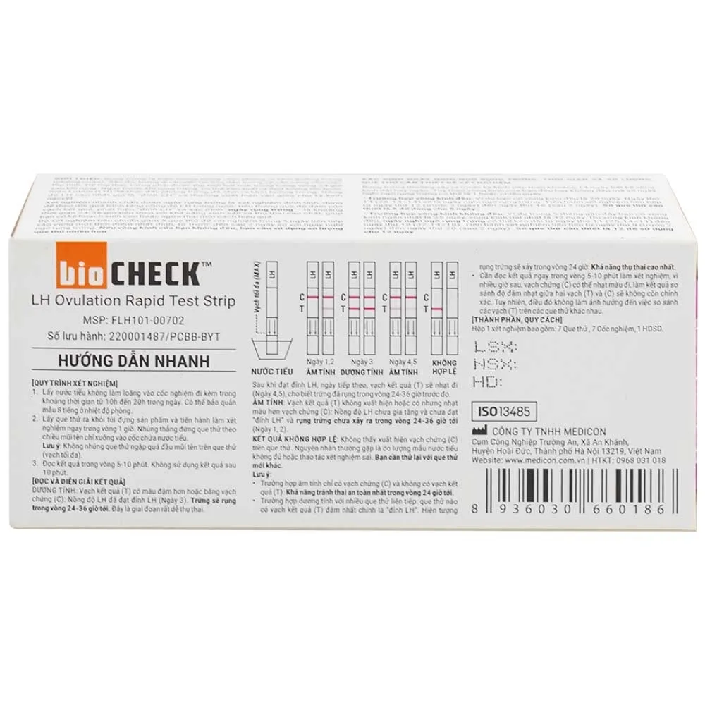 Hình ảnh Que thử phát hiện ngày rụng trứng Bio Check cho kết quả trong 5 - 10 phút (7 cái)