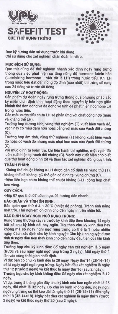 Hình ảnh Que thử rụng trứng Safefit Test dùng để xác định ngày rụng trứng (7 que)