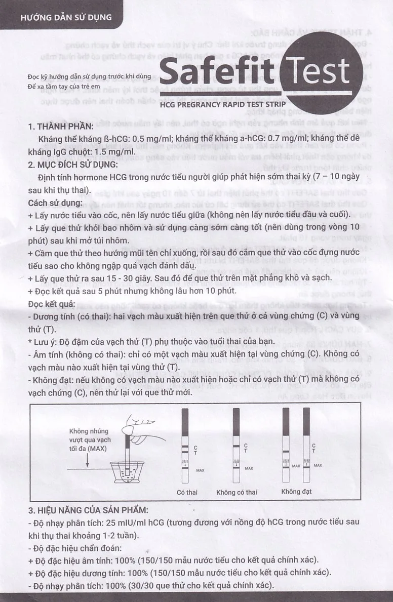 Hình ảnh Que thử thai nhanh Safefit Test (Hộp 1 que x 1 cốc nhựa)