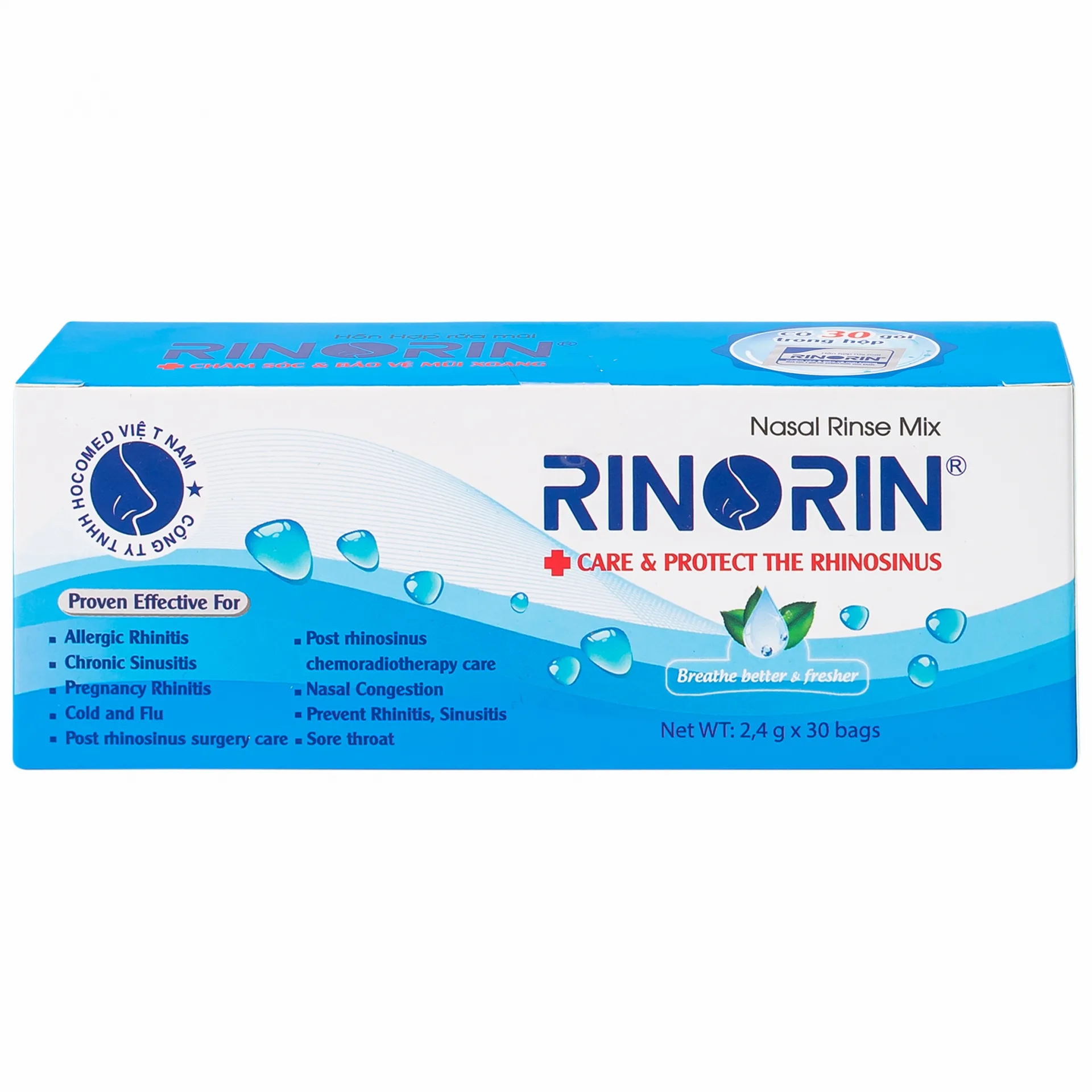 Hình ảnh Hỗn hợp rửa mũi Rinorin chăm sóc và bảo vệ mũi xoang (30 gói)
