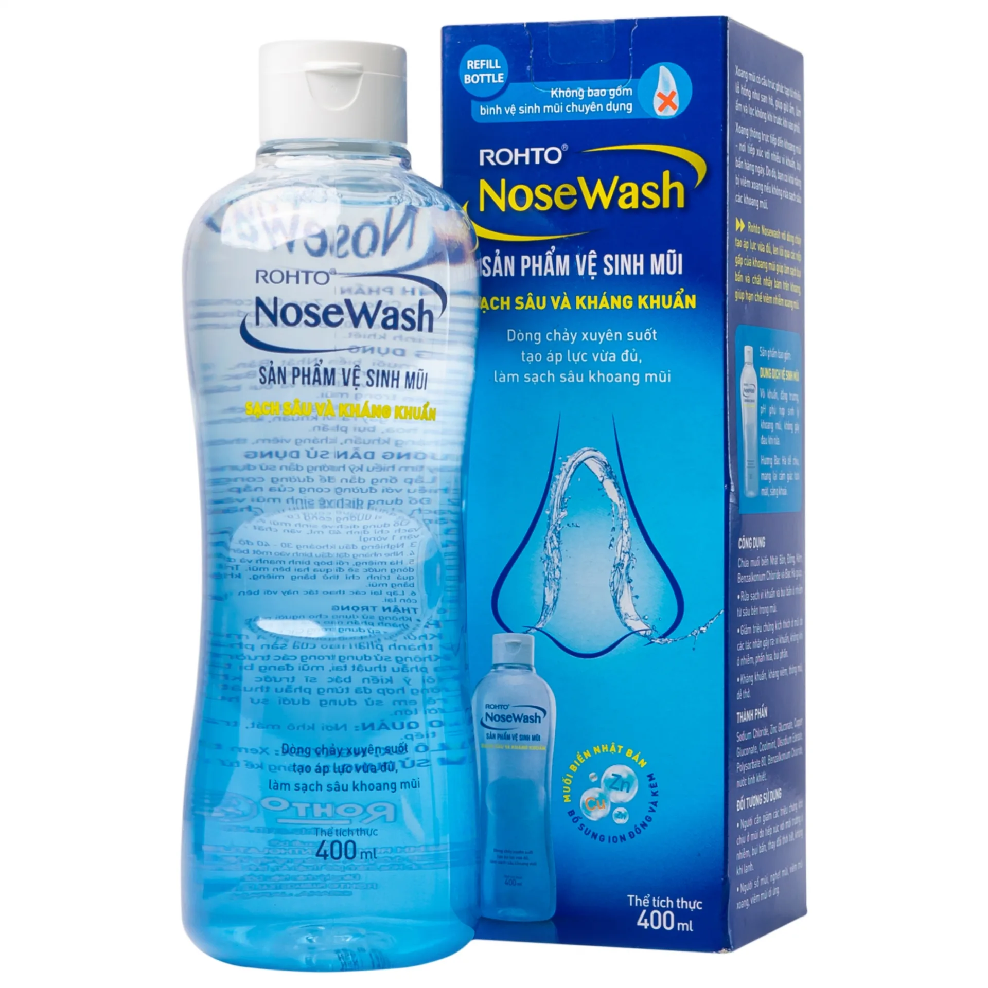 Hình ảnh Dung dịch vệ sinh mũi không bao gồm bình Rohto NoseWash làm sạch sâu và kháng khuẩn (400ml)