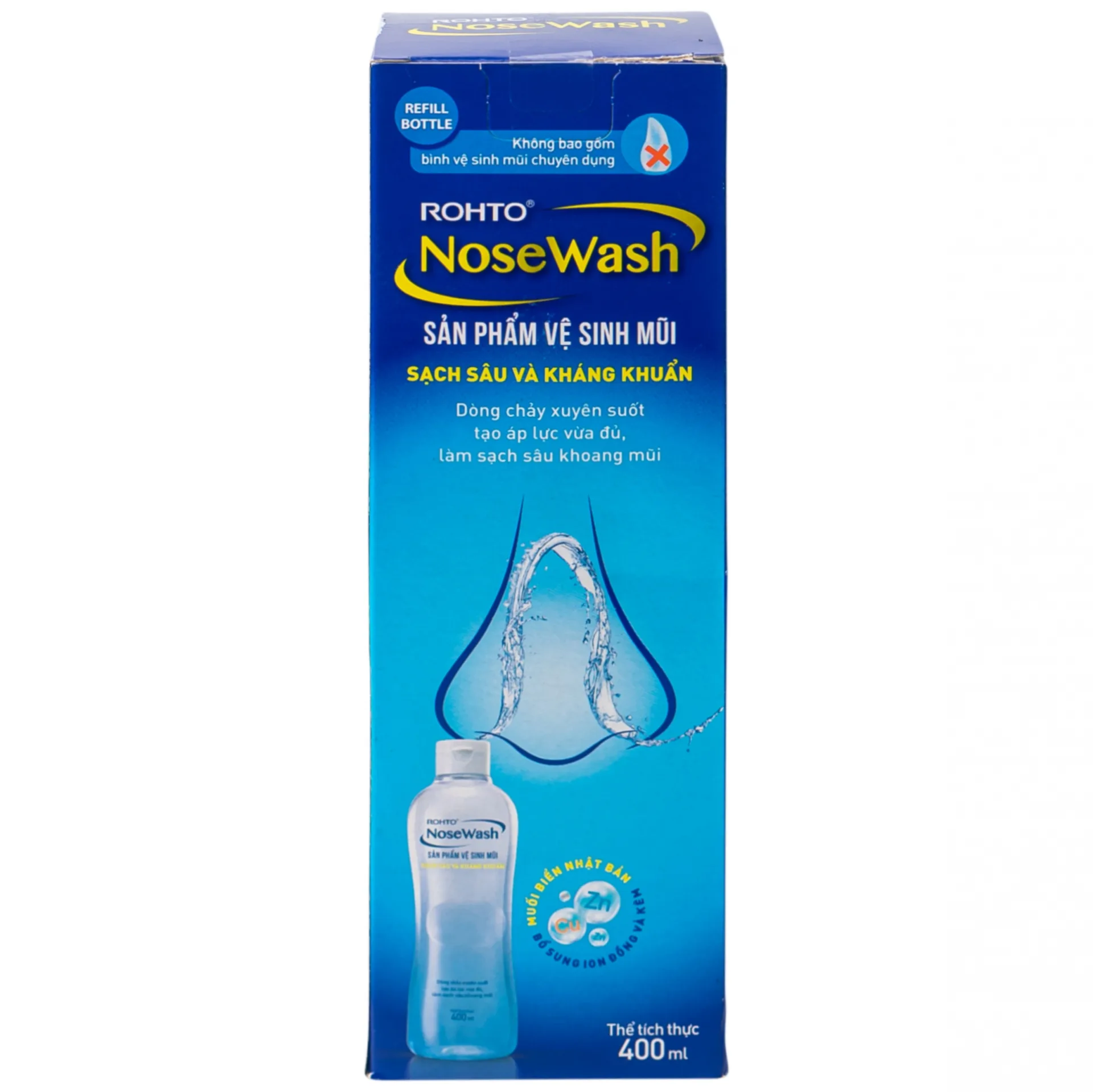 Hình ảnh Dung dịch vệ sinh mũi không bao gồm bình Rohto NoseWash làm sạch sâu và kháng khuẩn (400ml)