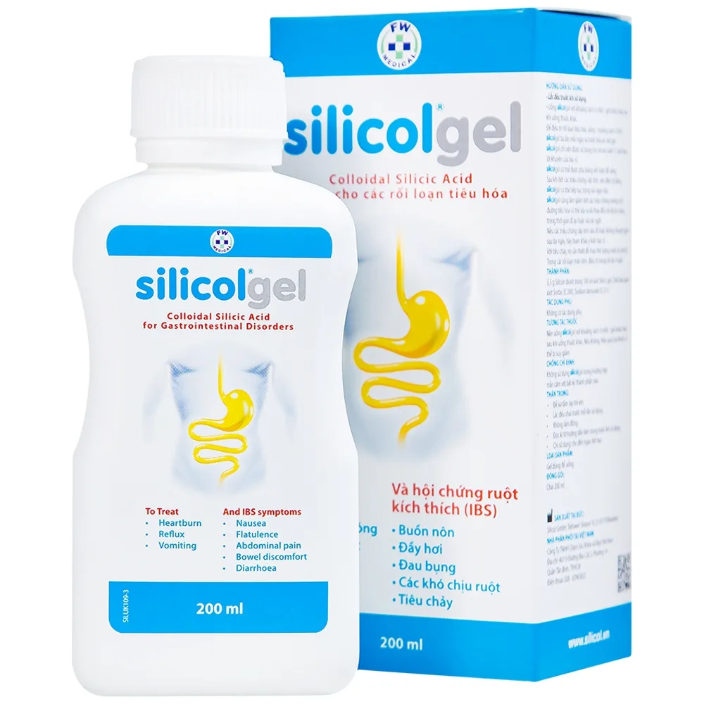 Hình ảnh Gel dùng để uống Silicolgel Colloidal Silicic Acid 200ml dùng cho các rối loạn tiêu hóa, ợ nóng, trào ngược