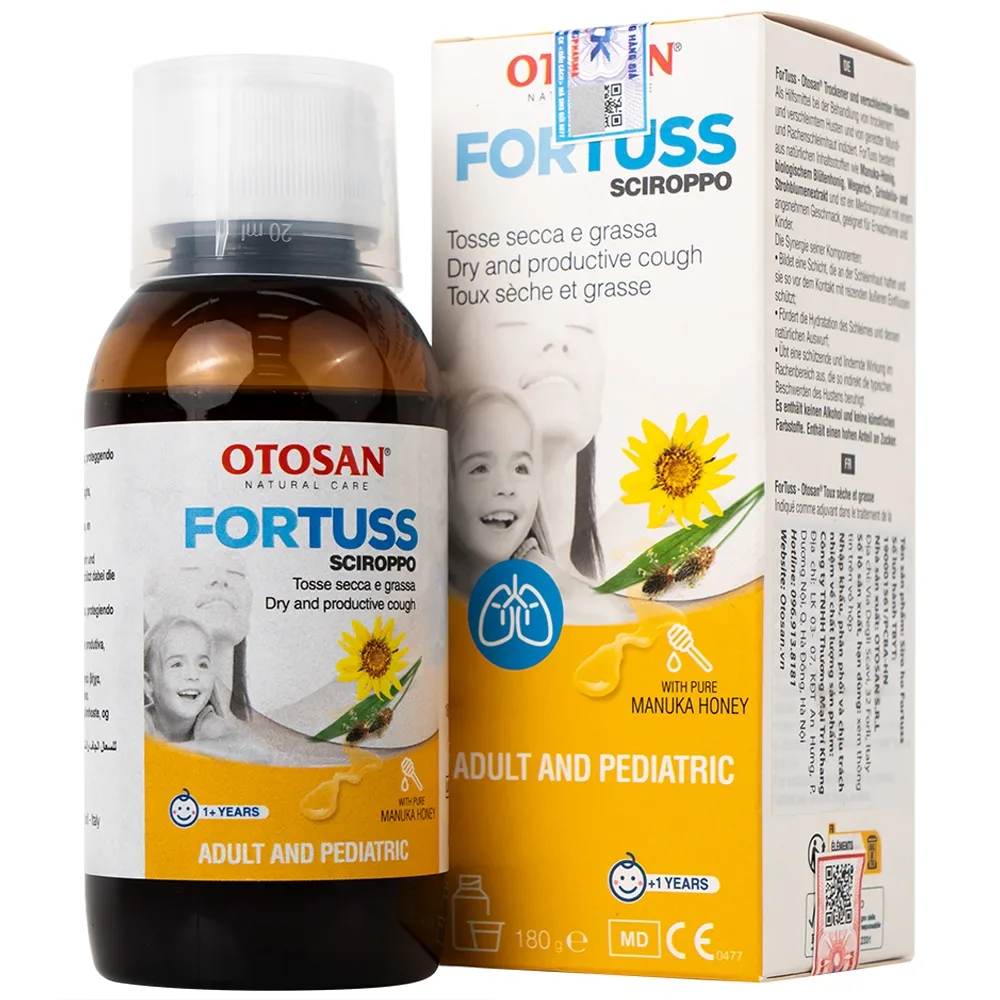 Hình ảnh Siro ho Fortuss Otosan làm dịu cơn ho hiệu quả, bảo vệ niêm mạc (180g)