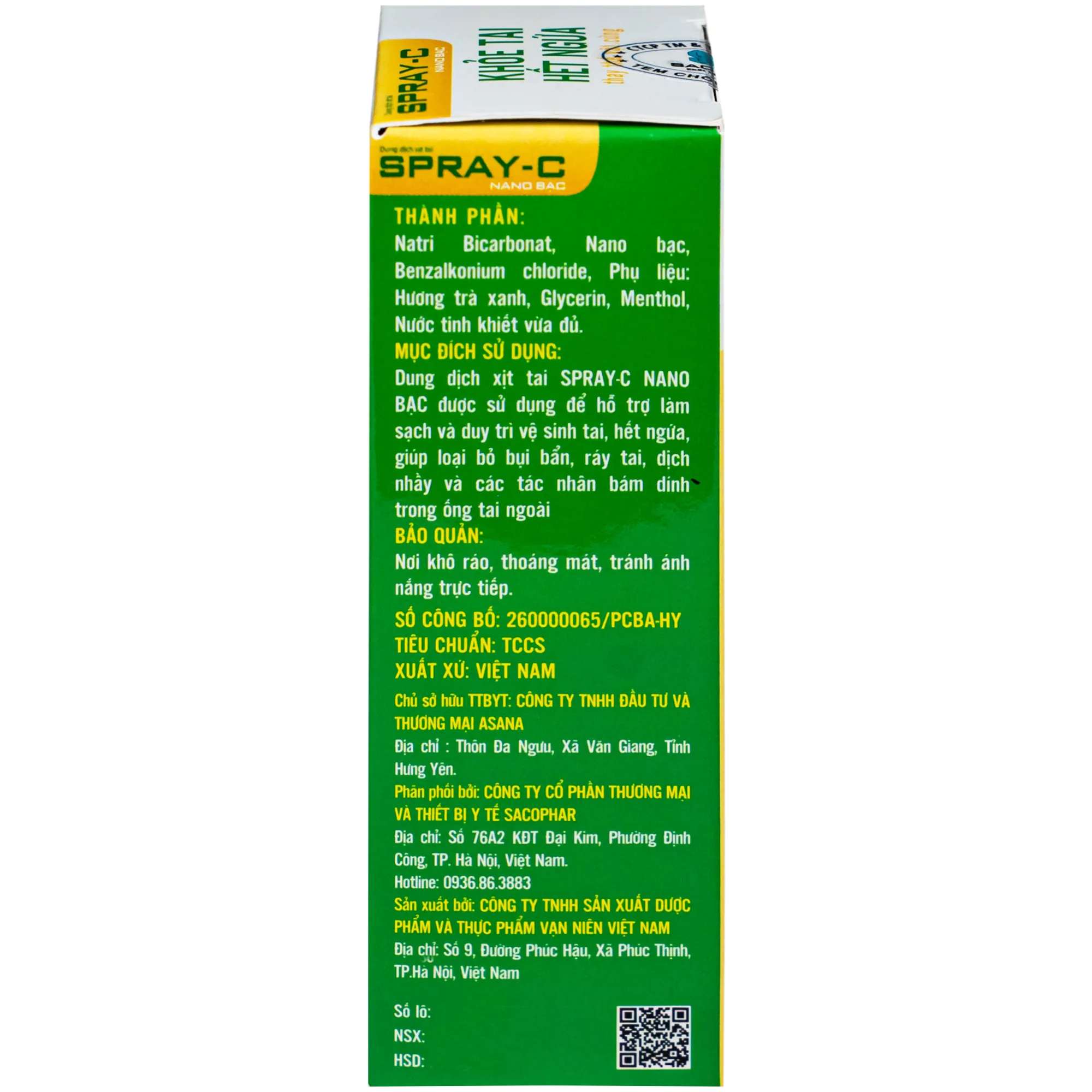 Hình ảnh Xịt tai Spray-C nano bạc giúp làm sạch ráy tai (15ml)